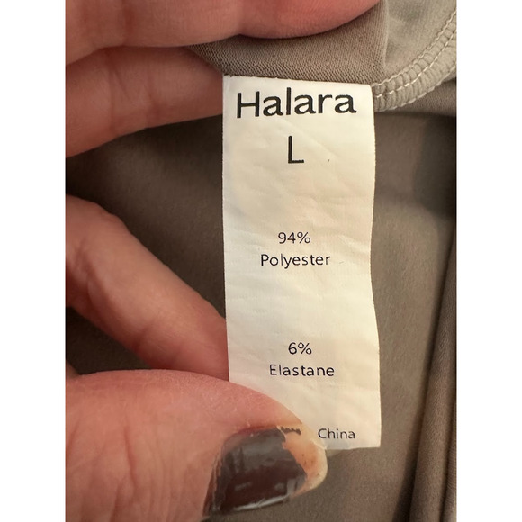 Halara Dress Womens Large Taupe Mock Neck Long Sleeve Pocket Maxi Flare Stretch - Picture 11 of 12